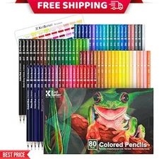 80 Colored Pencils, Soft Core Color Pencil Set for Adult Coloring Books Artist..