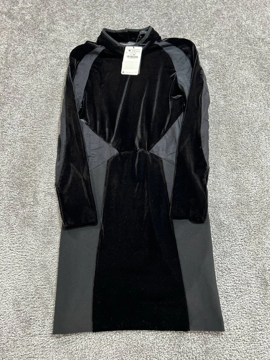 knee length dresses for ladies ZARA Black Velvet Mini Dress main image 0