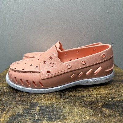 Sperry AO Float Shoes Size M6/W8 Peach Slip On Perforated Boat Shoe Travel Beach