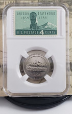 2010-D Satin Finish ATB Quarter - Mount Hood NP - with US Stamps - W1