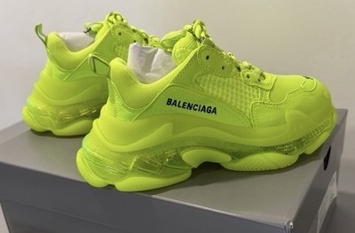 NEW !! Balenciaga Triple S Clear Sole 35 Fluorescent Yellow