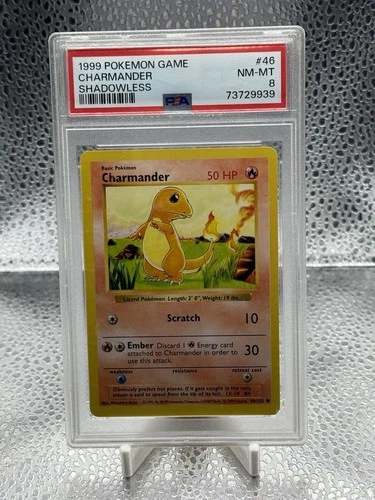 1999 Pokémon Base Set Charmander 46/102 SHADOWLESS PSA 8 MINT Vintage 🔥