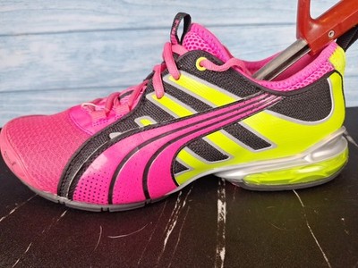 PUMA Women's Pink Yellow Black Running Sneakers Sz 9