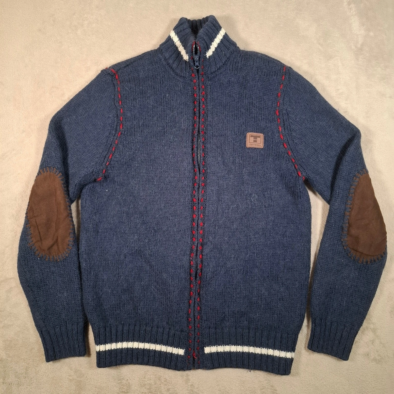 Tenson Cardigan Mens XL Blue Alpaca Wool Blend Full Zip Nordic Knit Jumper
Opens in a new window or