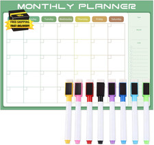 Magnetic Dry Erase Calendar for Refrigerator 16" 12" with 8 Markers Eraser, St
