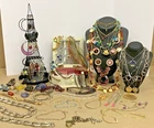 Vintage -Modern 97pc Costume Jewelry Lot Necklaces Bracelets Earrings & Storage