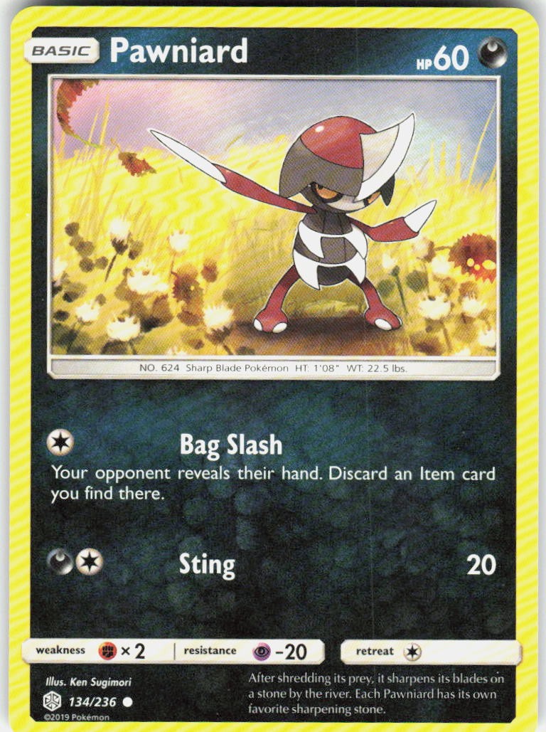 Pawniard 134/236 C Cosmic Eclipse Pokemon Lightly Played