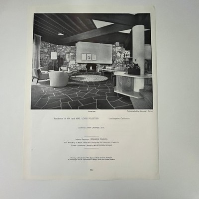 Living Area Residence Mr Mrs Louis Pelletier Los Angeles CA 1962 Picture SV33-7