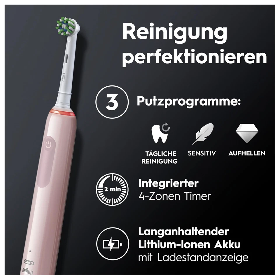 Oral-B Pro Series 3 3900 Schwarz/Pink Elektrische Zahnbürste Zahnreinigung  - Bild 4 von 4