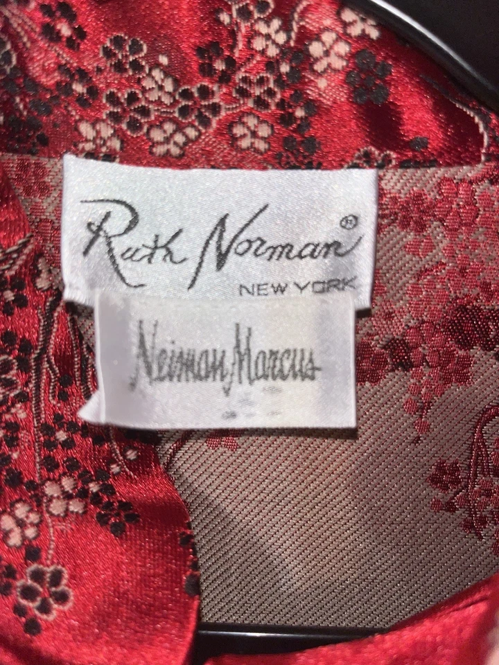 Chaqueta De Colección Ruth Norman NY Mujer Talla Grande Estilo Kimono Roja Floral Hecha en EE. UU. Foto 3 de 4