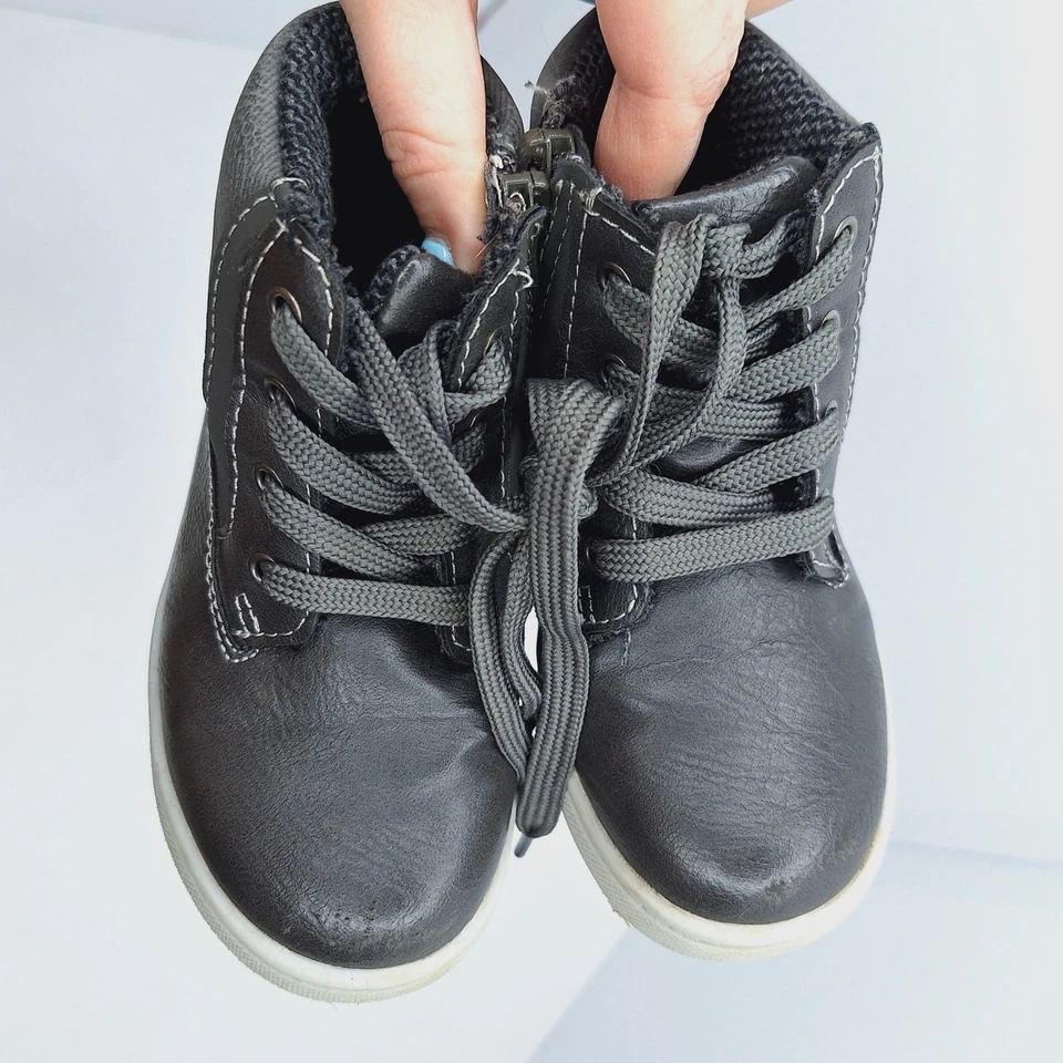 Eddie Bauer Marlon Lace Up Toddler Boots Boys 9 Leather Blend Side Zip Work - Image 2 of 4