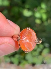 18ct gold carved agate seal intaglio ring Victorian 2.1 grams