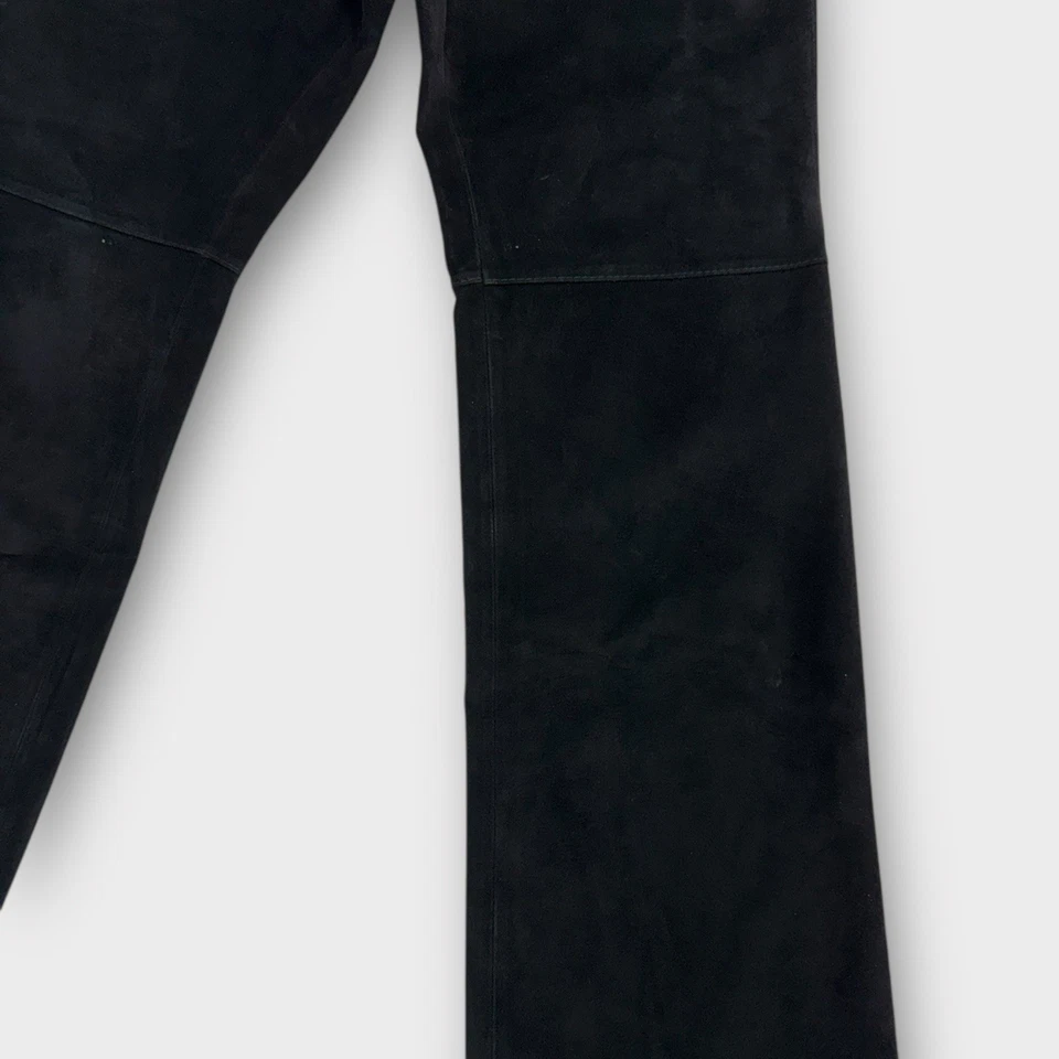 Pantalones Ann Taylor de cuero gamuza negros para mujer talla 6 pierna acampanada recta forrados Foto 3 de 4