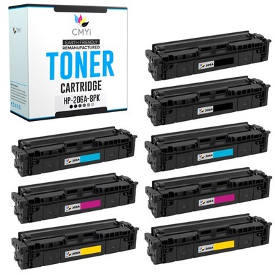 8-Pack Replacement 206A Printer Cartridges for HP Color LaserJet Pro MFP M283cdw