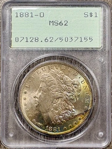 1881-O Morgan Silver Dollar $1, PCGS MS62 Rattler OGH, End of Roll Toning EOR!