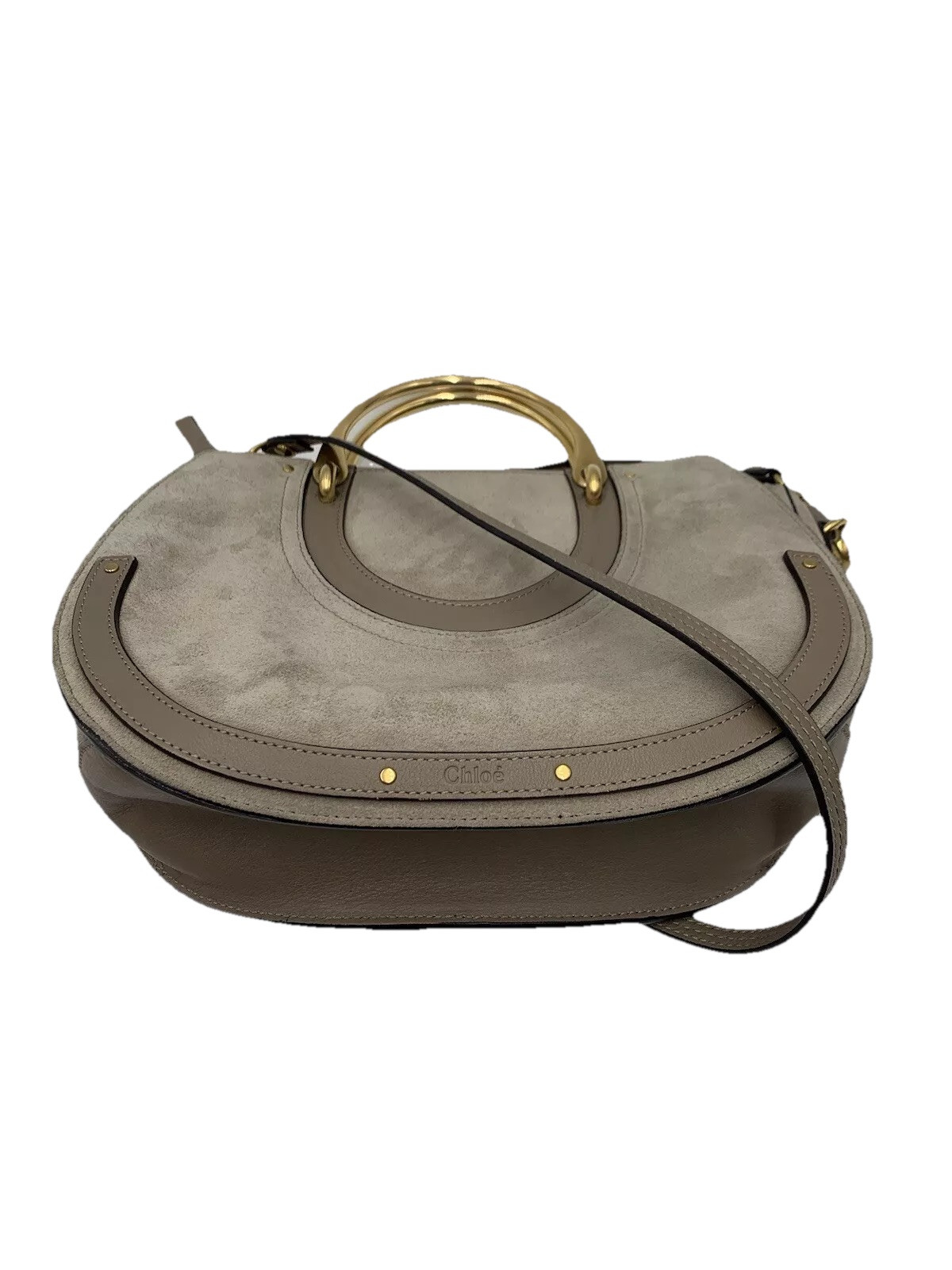 Auth Chloe Pixie Gray Suede Goatskin Leather Medi… - image 13