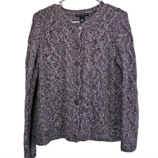 Elena Solano Alpaca/Wool Blend Cardigan Sweater Women's Size S Grandma Brown