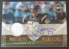 2010 LIMITED JUNIOR SEAU AUTOGRAPH PRIME PATCH #ED 12/15 RARE L@@K CHARGERS