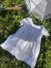 Antique 1910 Edwardian Victorian Girls 10-11 y White Cotton Ultra Light Dress