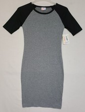 LuLaRoe Julia Sheath Dress Size XXS - Black Sleeves/Heather Gray Body (D2)