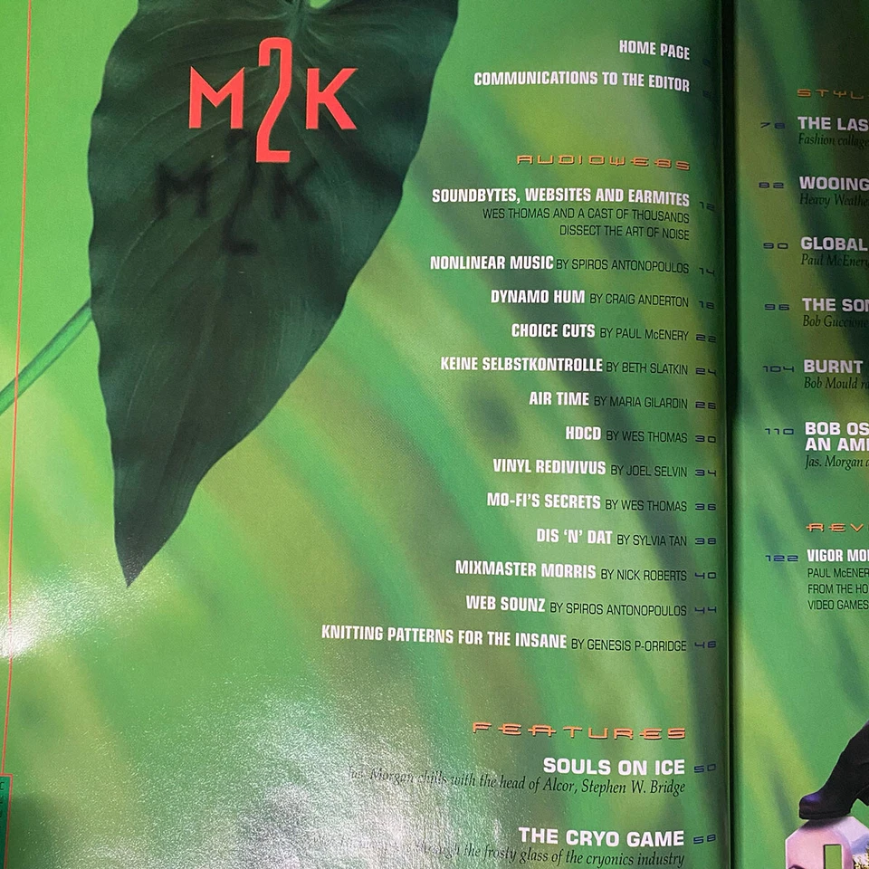 MONDO 2000 Magazine Issue 14 Poppy Z Brite, Bruce Sterling, Cryonics, Rob Mould - Image 2 of 4