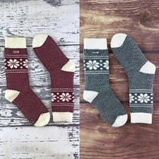 THMO Ladies Vintage Fairisle Thermal Wools Blend Socks