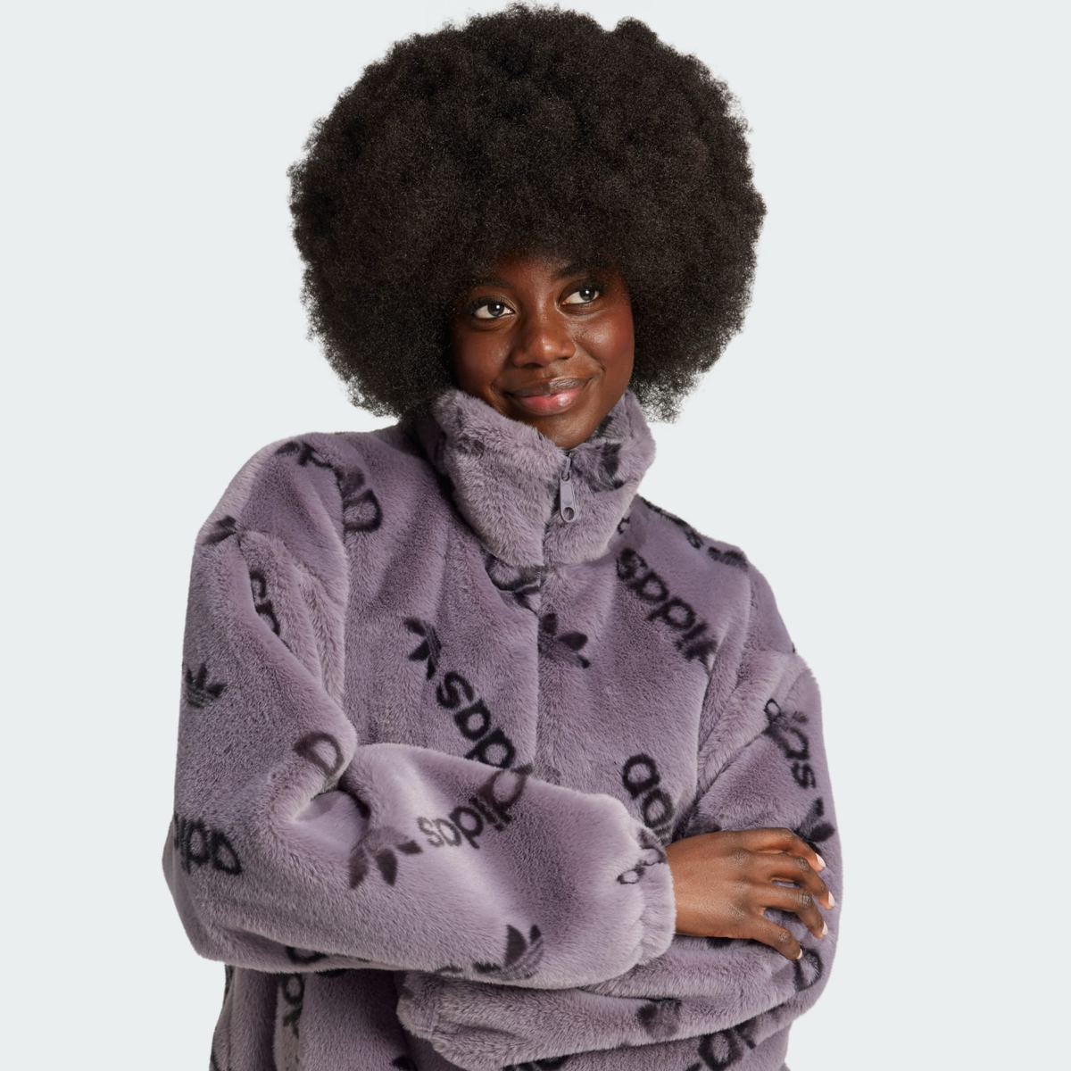 adidas WMNS Tonal all-over Print Fur Jacket Trace Grey