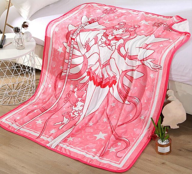 Anime Sailor moon Tsukino Usagi Coral Fleece Throw Blanket Bed Sheet