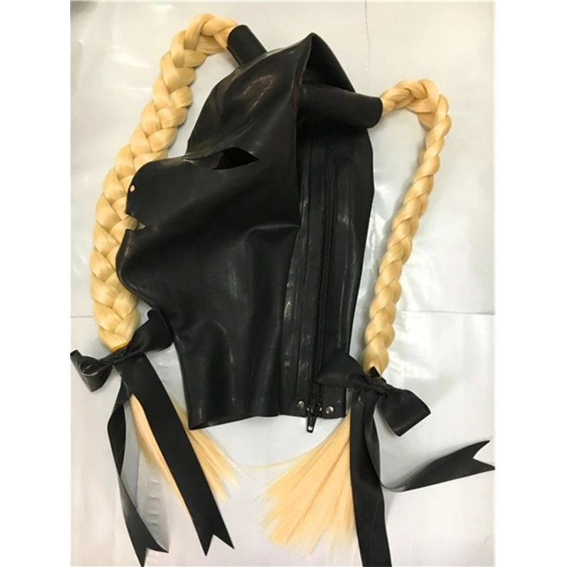 Capucha con Cremallera Doble Rubia Cola de Caballo Pelucas Tocado Máscara de Goma Juegos con disfraces Adulto Foto 3 de 3