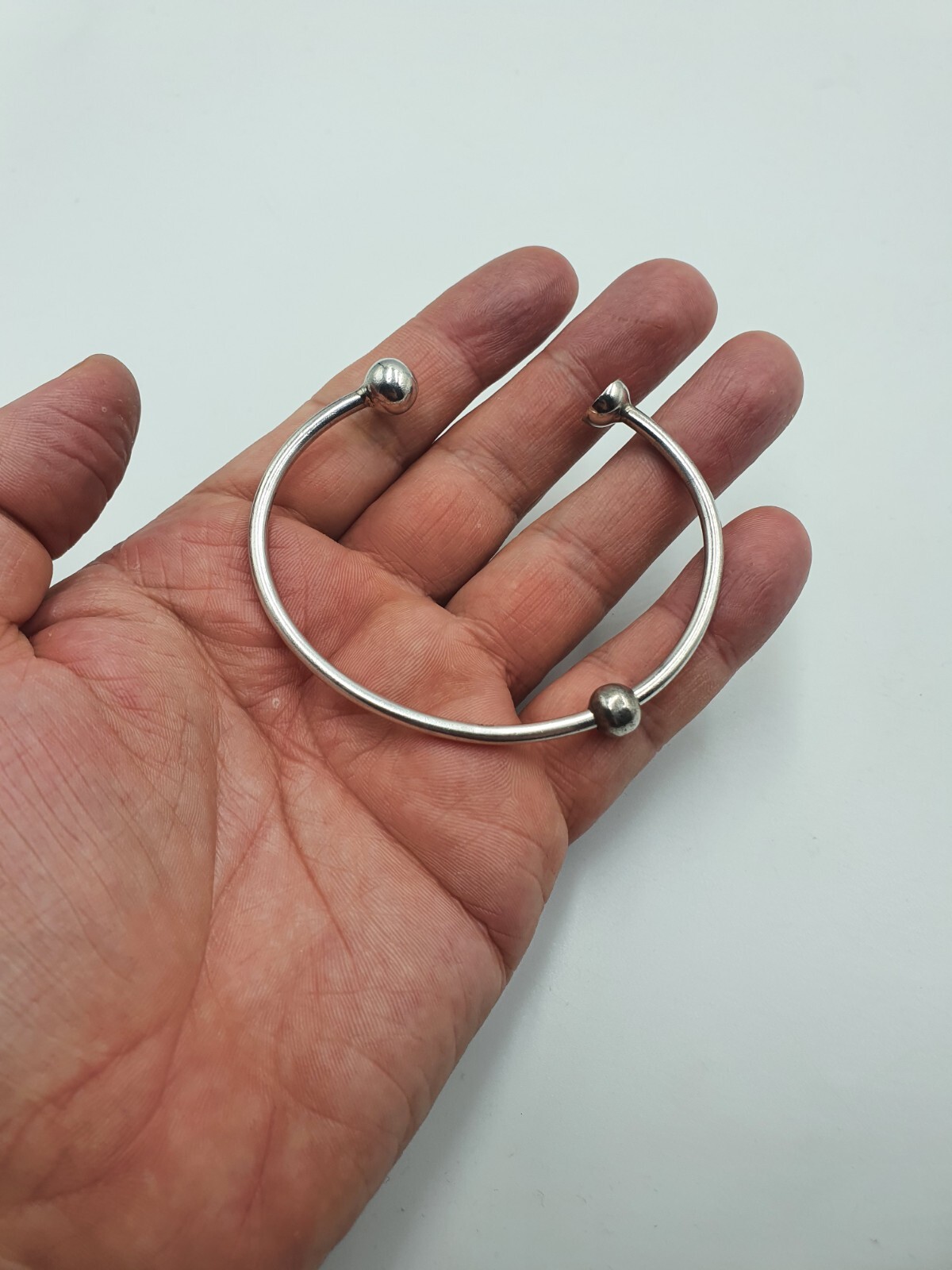 Unusual Design Solid Silver Cuff Bangle Signed PK… - image 7