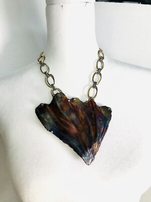 Modernist Handcrafted Galvanized Cooper Pendant With Adjustable Two Tone Chain