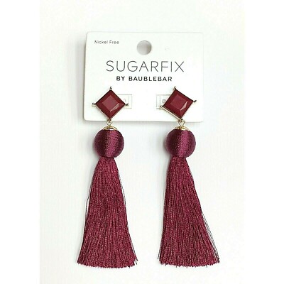 NWT SUGARFIX by BaubleBar Gold Tone Marbled Resin Plum Tassel Drop