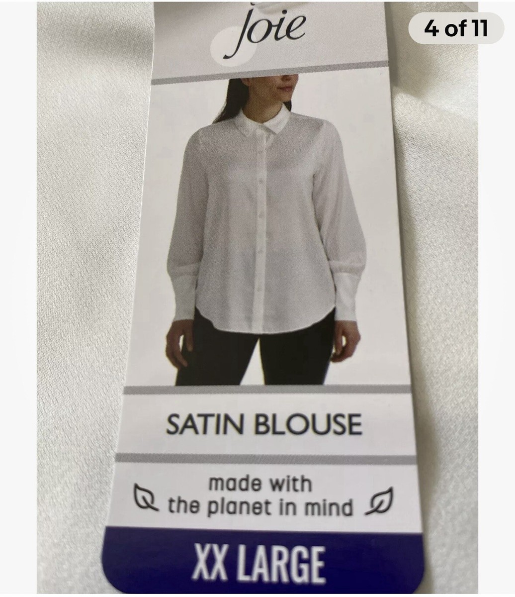 Joie Limited Edition Satin Blouse Sz XXL Ivory Button Up Joie Limited Edition Satin Blouse Sz XXL Ivory Button Up