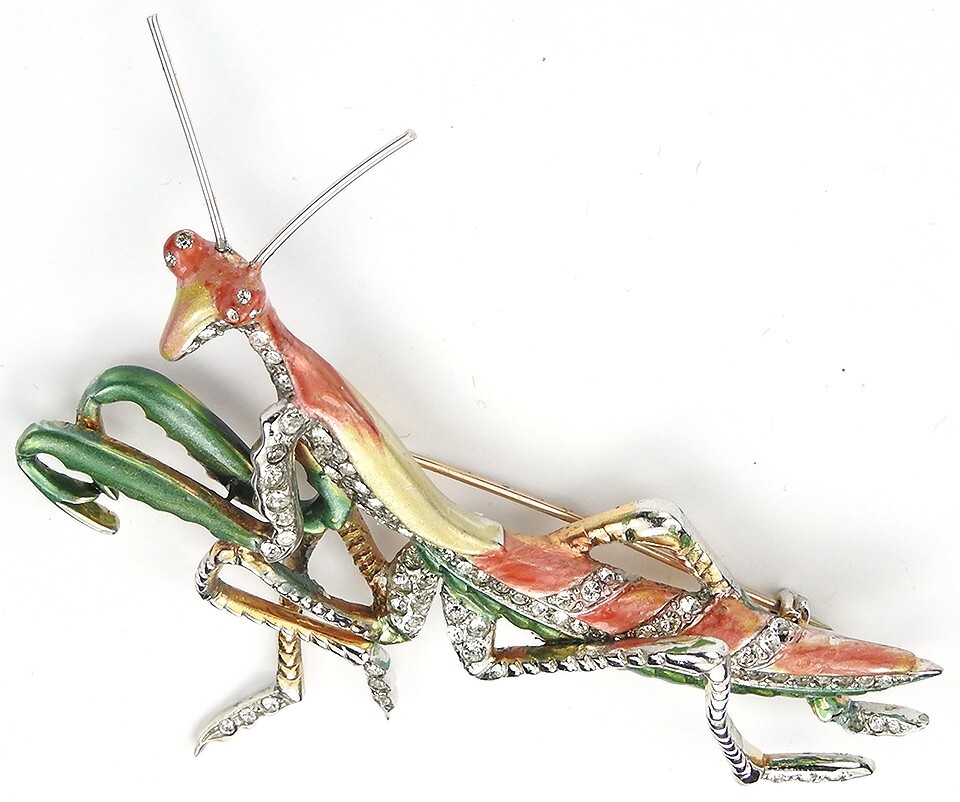 MB Boucher Gold Pave and Metallic Enamel Praying Mantis Bug