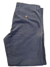 Tommy Hilfiger Mens TAILORED FIT Flat Front Chino Pants Navy 32WX30L GENTLY USED