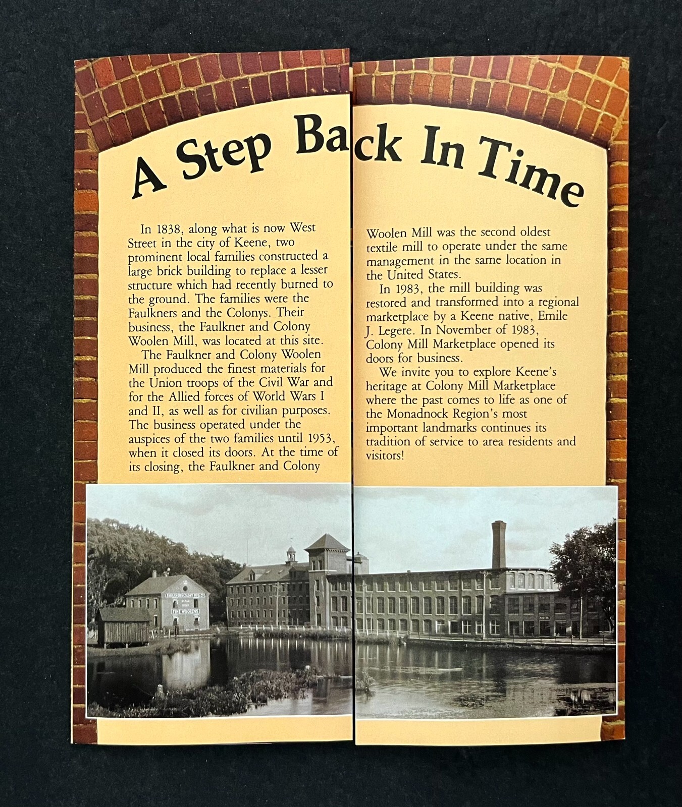 1980s  Keene New Hampshire NH Colony Mill Marketplace Mall Vtg Travel Brochure