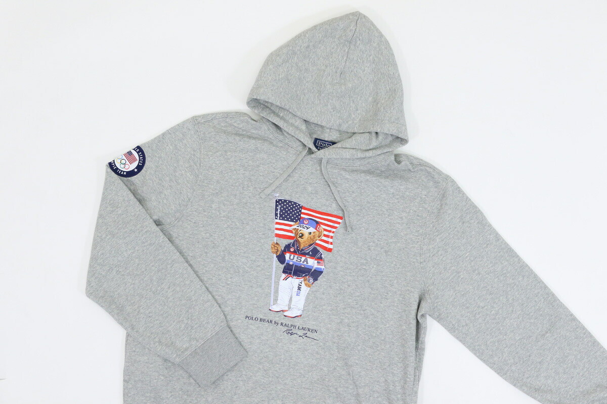 Polo Ralph Lauren Polo Bear Hooded Sweatshirt - Grey w/ USA Ryder