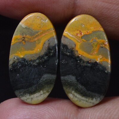28.40 CT Natural Bumble Bee Jasper Pair Cabochon Earring Supply Gemstone RX-4372