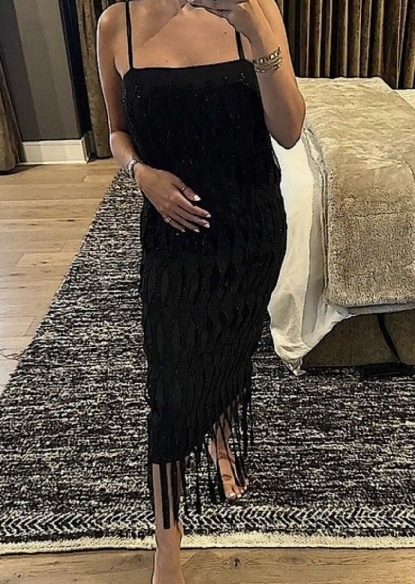 sequin fringe dress zara ZW COLLECTION FRINGED SEQUIN DRESS - Green
