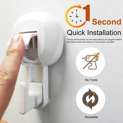 Suction Cup Hooks 2pack Heavy Powerful Vacuum Hook 11 Lb Waterproof Reusable Suc - Picture 4 of 7