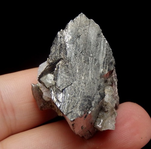 ARSENOPYRITE big lustrous crystal & FLUORITE -- PORTUGAL Panasqueira Mine /pf901 - Picture 9 of 12