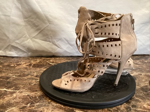 City Snappers Heels Suede Laced Up/Cut-Out/Heel Zip Size 8 - Picture 2 of 8