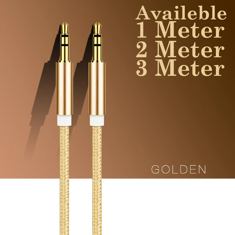 Aux Audio 3.5mm Lead Auxiliary Stereo Gold Plated Male Jack Car Cable 1m/2m/3m - Image 2 of 4