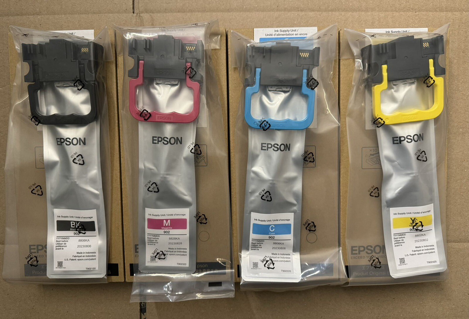 4 Genuine Epson 902 BK Y C M Ink Cartridge T902XL220 WF-C5210/C5290 ...