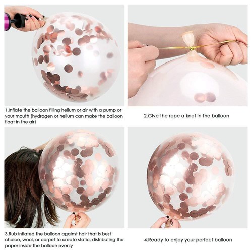Pearl White Rose Gold Confetti Heart Balloon Bouquet 18pk - Picture 2 of 5