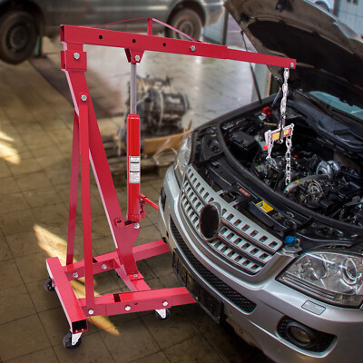 2 Ton Folding Engine Hoist Hydraulic Cherry Picker Shop Crane Hoist Lift 4400lbs
