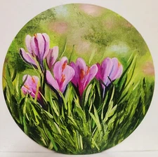 Original Oil Painting Crocuses Flowers Hand Paintet Art on Canvas D-12 inches