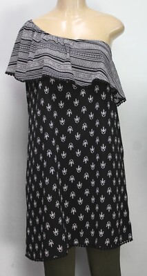 Xhilaration Women's Top Tunic Stretch One Shoulder Black Size XXL