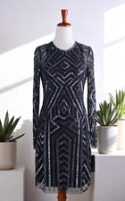 AIDAN AIDAN MATTOX NWT $265 Hand Beaded Gunmetal Lined Cocktail Dress Size 6