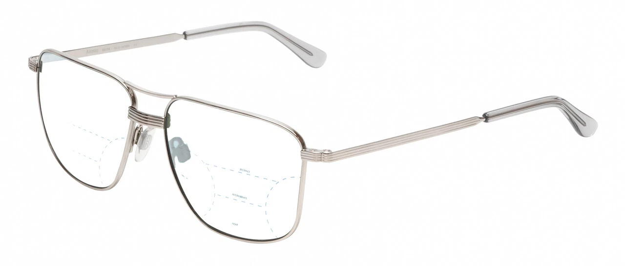 American Optical Airman Unisex Pilot Multi Focus Blue Light Glasses Silver 56 mm